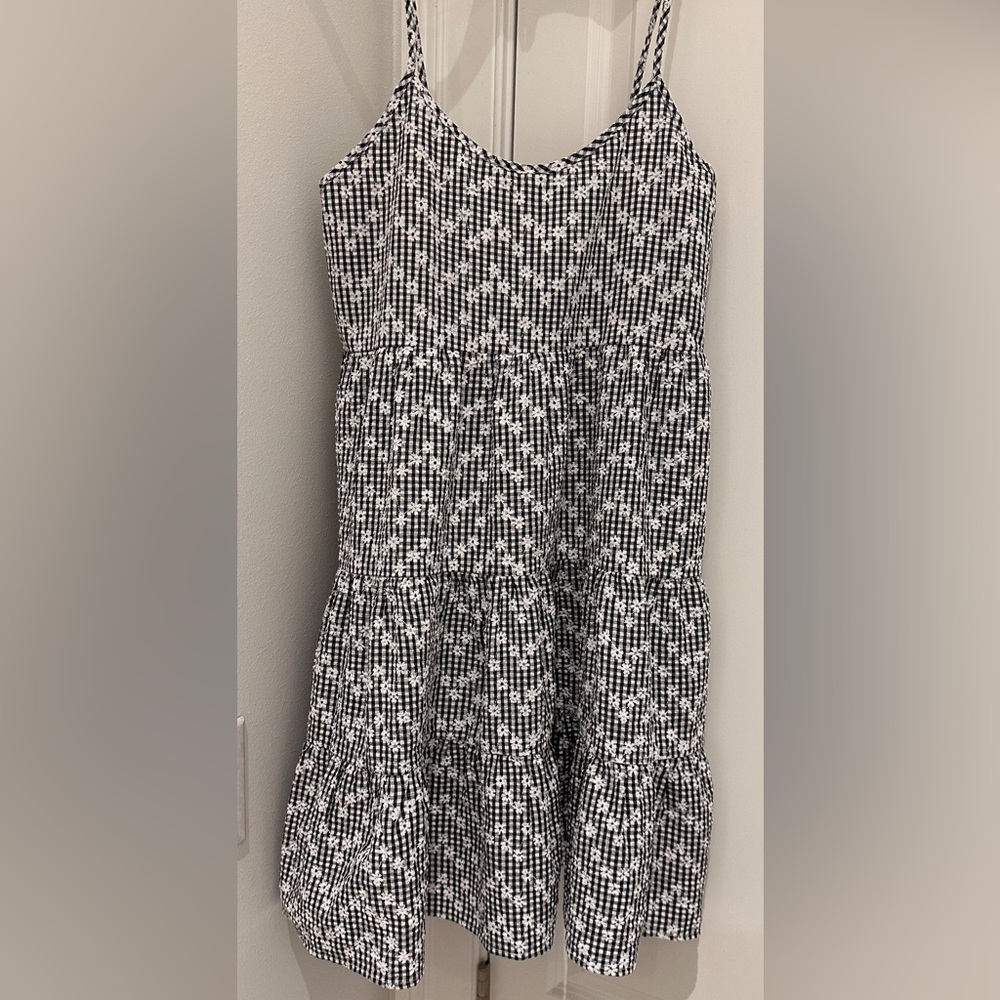 Black and white embroidered sun dress